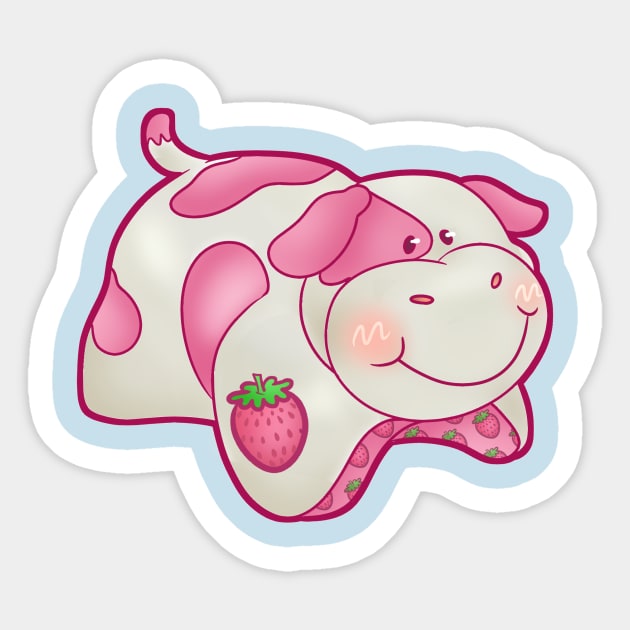 Strawberry Cow Pillow Sticker by Beedle Goods